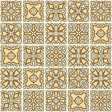 Arabic ceramic tile pattern. Traditional eastern decorative talavera. 库存插图