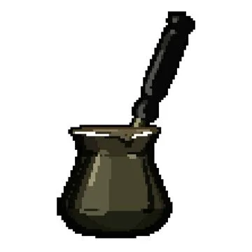 Arabic cezve coffee pixel art vector illustration Stock Illustration
