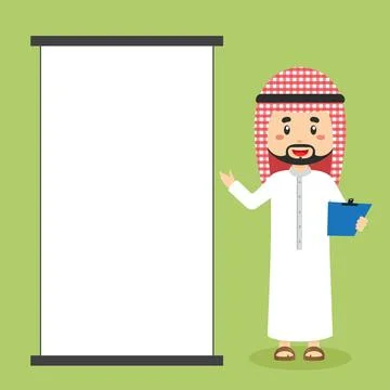 Arabic Character with Blank Board Stock Illustration