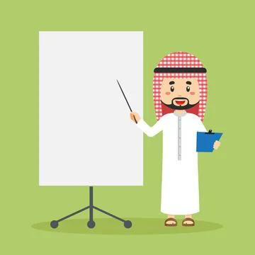 Arabic Character with Blank Board Stock Illustration