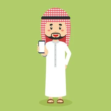 Arabic Character Hold The Phone Stock Illustration