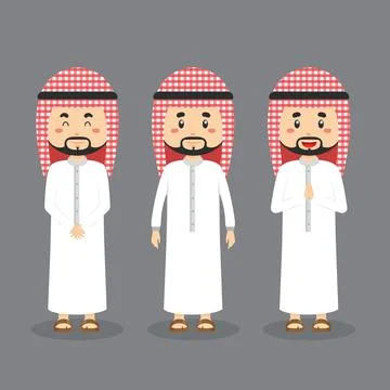 Arabic Character with Various Expression Stock Illustration