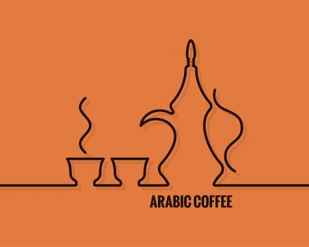 Arabic coffee logo. Line concept design background Stock Illustration