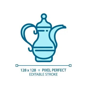 Arabic coffee pot light blue icon Illustration