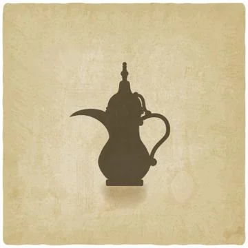 Arabic coffee pot old background Stock Illustration