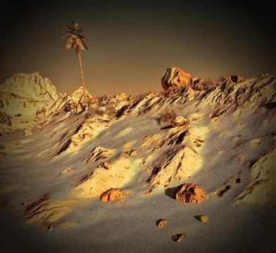 Arabic community on wasteland, 3d rendering Stock Illustration
