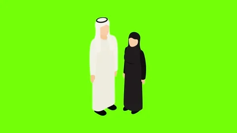 Arabic couple icon animation Stock Footage 152576305