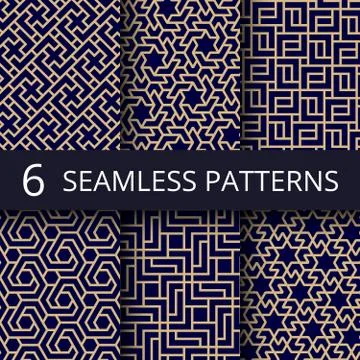 Arabic culture seamless vector patterns. Gold asian decoration repeat イラスト素材