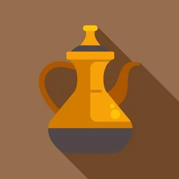 Arabic dallah coffee pot flat design icon Stock Illustration