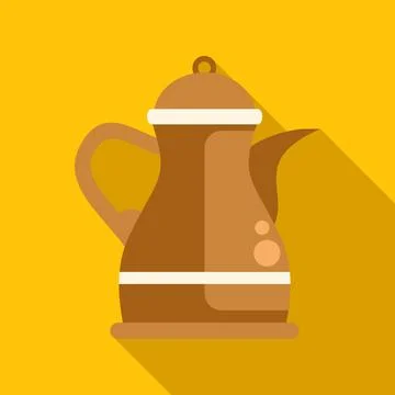 Arabic dallah coffee pot flat icon design Stock Illustration