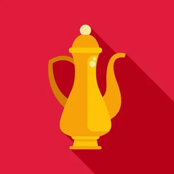 Arabic dallah coffee pot flat icon design Stock Illustration