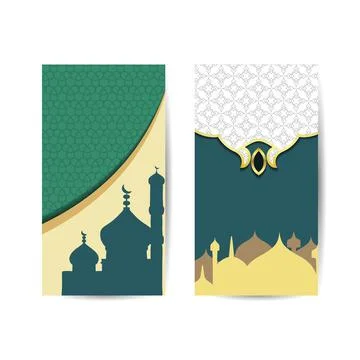 Arabic decoration in the shape of a mosque on a green background. islamic bac Stock Illustration