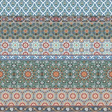 Arabic decorative azulejos  tiles patchwork  vector seamless pattern Stock Illustration