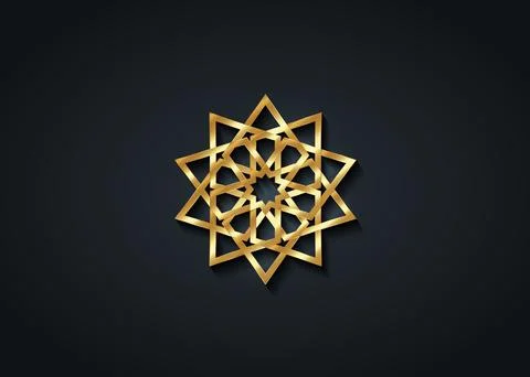 Arabic Decorative Pattern Islamic Symbol gold logo design templates Arabic style Stock Illustration