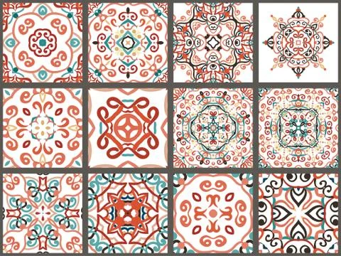 Arabic decorative tiles Stock Illustration
