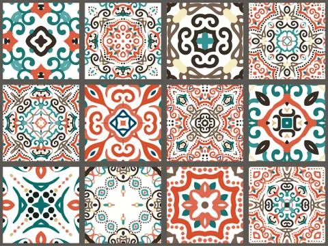 Arabic decorative tiles Stock Illustration