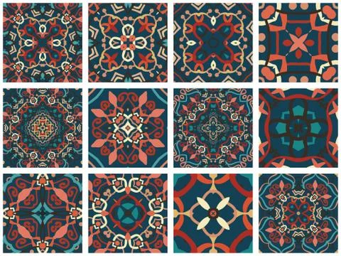 Arabic decorative tiles Stock Illustration