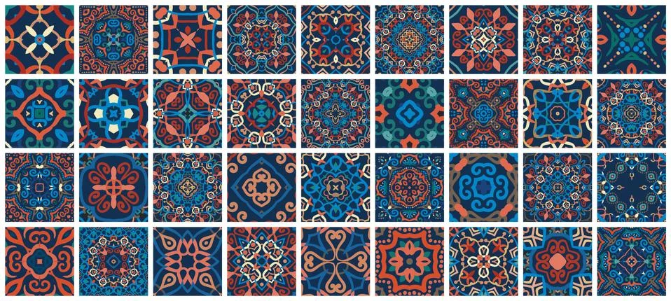 Arabic decorative tiles Stock Illustration
