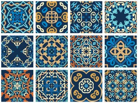 Arabic decorative tiles Stock Illustration