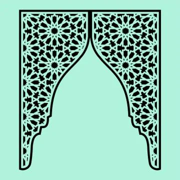 Arabic design Laser cut cnc panel design for metal, wooden room divider. Stock Illustration