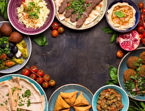 Arabic dishes background Foto stock