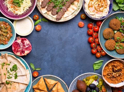 Arabic dishes background Stock Photos
