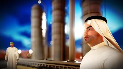 Arabic engineer at oil refinery Stock Illustration