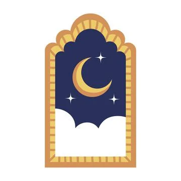 Arabic frame with moon Ilustração Stock