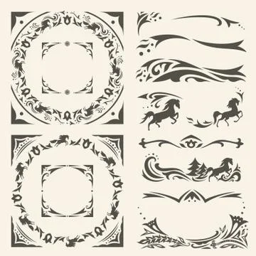 Arabic frames and design elements set Stock Illustration