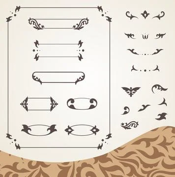 Arabic frames and design elements set Stock Illustration