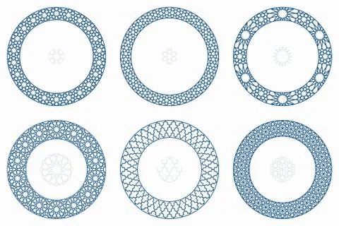 Arabic geometric round patterns set Illustrazione stock