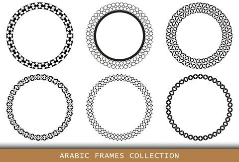 Arabic geometric round patterns set. Borders, frames. Vector illustration of Stock Illustration