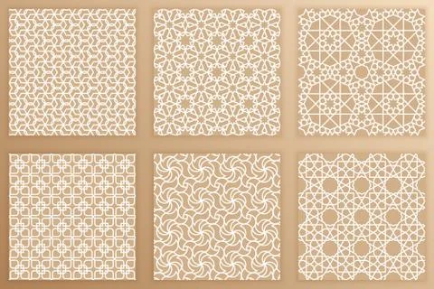 Arabic geometric seamless patterns set Stock Illustration