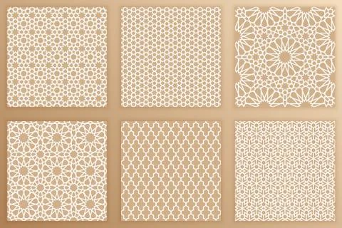 Arabic geometric seamless patterns set Stock Illustration