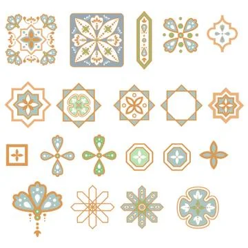 Arabic geometric shapes elements vector set. Illustrazione stock