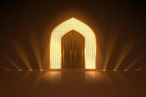 Arabic gold arch with light effect Stock Illustration