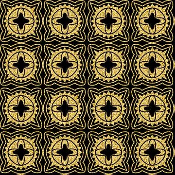 Arabic gold black background for textile, seamless pattern sparkling shimmer  Stock Illustration