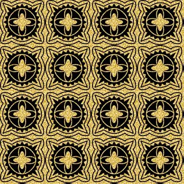 Arabic gold black background for textile, seamless pattern sparkling shimmer  Stock Illustration