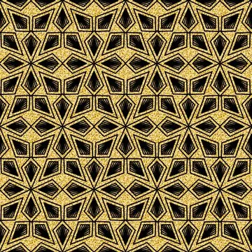Arabic gold black background for textile, seamless pattern sparkling shimmer  Stock Illustration