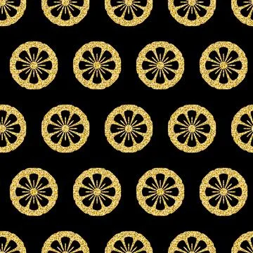 Arabic gold seamless pattern black gold shimmer background for textile design Stock Illustration