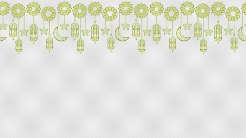 Arabic golden lantern seamless looping border with Alpha cannel Stock Footage 143330767