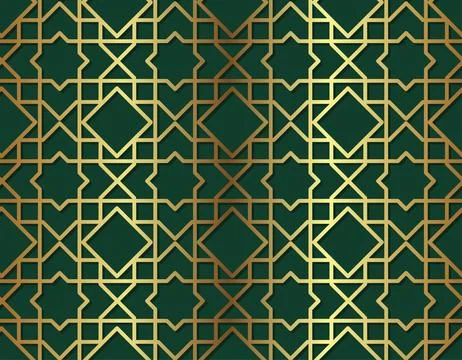 Arabic golden seamless pattern. Repeating design element for printing on fabric Stock Illustration