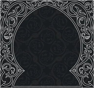 Arabic greeting vector background. Arch Muslim mosque Illustrazione stock