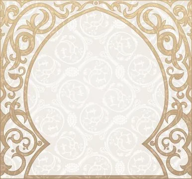 Arabic greeting vector background. Arch Muslim mosque Stock Illustration