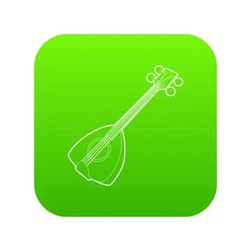 Arabic guitar icon green vector Stock Illustration