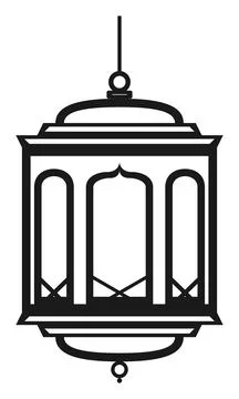 Arabic Hanging Lantern Vector Illustration, Islamic Lamp Icon Stock Illustration