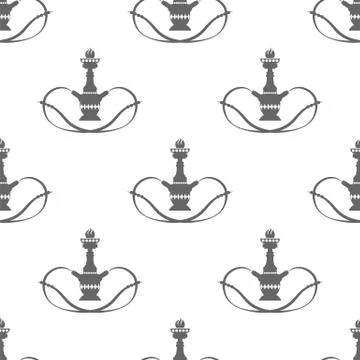 Arabic Hookah Silhouette Seamless Pattern Isolated on White Background Illustrazione stock