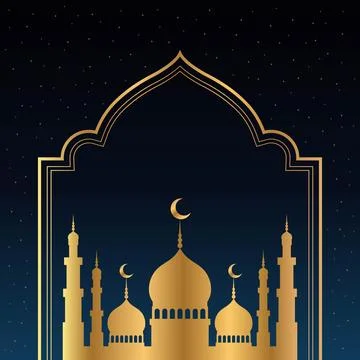 Arabic islamic background with arch and mosque. Stock Illustration