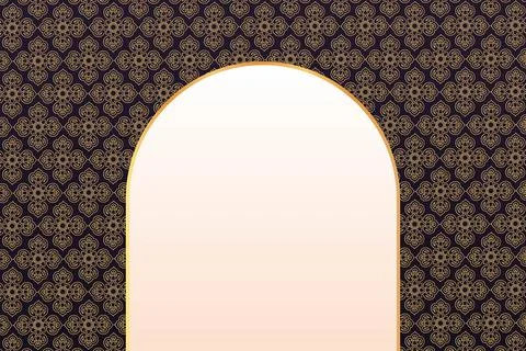 Arabic islamic background with arch and pattern. Ilustración de archivo