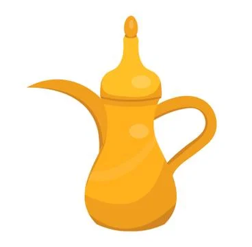 Arabic jug, flat style icon. Isolated on white background. Vector illustration. Stock Illustration